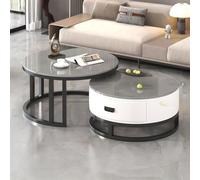 TBMTOAL Juego De 2 Mesas De Centro Nido, Mesa Nido, Mesas De Centro Pequeñas, para Sala De Estar, Apartamento Pequeño, Mesa De Té Redonda De Lujo Ligera Nórdica Y Combinación De Mesa De Té E,70+50