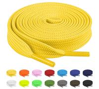 TBOC 2X Cordones Planos [Amarillo] [120 cm] para Calzado Zapatos Zapatillas Botas | Cordón Patines Fútbol Deporte | Compatibles con Converse Nike Adidas Panama Jack Asics Vans