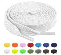 TBOC Cordones Planos Blancos [100 cm] para Calzado Zapatos Zapatillas Botas | Cordón Patines Fútbol Deporte | Compatibles con Converse Nike Adidas Panama Jack Asics Vans