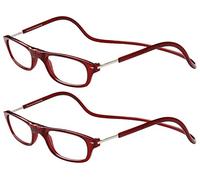 TBOC Pack: Gafas de Lectura Presbicia Vista Cansada - (Dos Unidades) Graduadas +3.00 Dioptrías Montura Burdeos Hombre Mujer Imantadas Plegables Lentes Aumento Leer Ver Cerca Cuello Imán