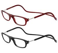 TBOC Pack: Gafas de Lectura Presbicia Vista Cansada - (Dos Unidades) Graduadas +3.50 Dioptrías Montura Burdeos y Negra Hombre Mujer Imantadas Plegables Lentes Aumento Leer Ver Cerca Cuello Imán