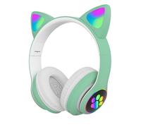 Tbor Auriculares inalámbricos Bluetooth para niño, Auriculares con Orejas de Gato LED, Cascos Bluetooth Infantiles Inalámbricos con Micrófono y Diseño Plegable para Música Juegos y Viajes