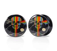 TBOSEN 1 Par de Alas Acrílicas y Epoxi Cráneo Búho Punk Elemento Tornillo Taladro Túnel Tapón Expansor Piercing Regalo de Moda 2g-1-3/16 Pulgadas en 6 mm-30 mm