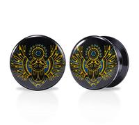 TBOSEN 1 Par de Alas Acrílicas y Epoxi Cráneo Búho Punk Elemento Tornillo Taladro Túnel Tapón Expansor Piercing Regalo de Moda 2g-1-3/16 Pulgadas en 6 mm-30 mm