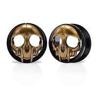 TBOSEN 1 Par de Pendientes de Tornillo El Diablo Esqueleto en Forma de Corazón de Acero Inoxidable Altavoz Túnel Tapón Expansor Perforado Regalo de Moda