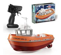 TBRICKFUNR Barco a control remoto, 1:72, 2.4 GHz, 8 km/h, impermeable, RC para adultos, distancia RC de 50 m, carga de cable USB, adecuado para piscinas/lagos/playa (versión RTR)