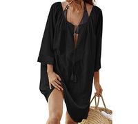 TBSCWYF Camisa Suelto de Bikini Mujer Ropa de Baño Playa Traje de Baño Vestido de Bikini Camisolas y Pareos Mujer Vestido Corto de Playa Mujer Algodón Pareos y Camisola de Playa y Verano Túnica Ropa