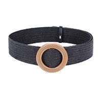 TBSCWYF Cinturones de Mujer, Cinturones de Cintura Elástico Tejido, Cinturón Flaco Bohemio con Hebilla de Madera Decorativo Casual Amplio Cinturilla Trenzada de Paja Damas Elegantes Jeans Vestido