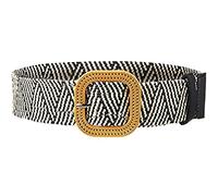 TBSCWYF Cinturones de Mujer, Cinturones de Cintura Elástico Tejido, Cinturón Flaco Bohemio con Hebilla de Madera Decorativo Casual Amplio Cinturilla Trenzada de Paja Damas Elegantes Jeans Vestido