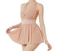 TBSCWYF Mujer Bata Kimono Encaje Dormir Babydoll Camisón Malla y Tanga Conjunto y Cinturón Conjuntos de lencería (Rosado)