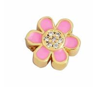 TBSKUY Cuentas de 10 mm con diseño de girasol y símbolo de la paz, esmaltadas de colores, de latón chapado en oro de 18 quilates, para pulseras DIY, accesorios, M88-M888008L1K2-Rosa