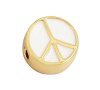 TBSKUY Cuentas de 10 mm con diseño de girasol y símbolo de la paz, esmaltadas en colores, de latón chapado en oro de 18 quilates, para pulseras DIY, accesorios, M88-M888015L1K2-B