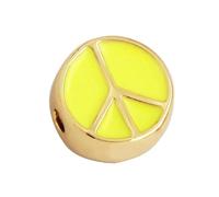 TBSKUY Cuentas de 10 mm con diseño de girasol y símbolo de la paz, esmaltadas en colores, de latón chapado en oro de 18 quilates, para pulseras DIY, accesorios, M88-M888015L1K2-Amarillo