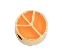 TBSKUY Cuentas de 10 mm con diseño de girasol y símbolo de la paz, esmaltadas en colores, de latón chapado en oro de 18 quilates, para pulseras DIY, accesorios, M88-M888015L1K2-Naranja