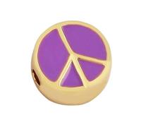 TBSKUY Cuentas de 10 mm con diseño de girasol y símbolo de la paz, esmaltadas en colores vivos, de latón chapado en oro de 18 quilates, para pulseras DIY, accesorios M88-M888015L1K2-Lavanda