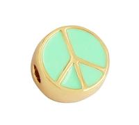 TBSKUY Cuentas de girasol esmaltadas de 10 mm con el símbolo de la paz, chapadas en oro de 18 quilates, para pulseras DIY, accesorios M88-M888015L1K2-Lt Green