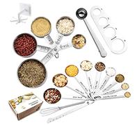 TBSP - Juego de cucharas medidoras y vasos medidores, juego de cucharas medidoras con cuchara/clip medidor de espagueti para hornear, líquido y sólido