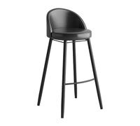 TBSZCM Taburetes de Bar de 65 cm de Altura, 1 Pieza, Silla de Bar para Isla de Cocina, taburetes de mostrador con Respaldo bajo, Asiento de Cuero de PU, Patas de Metal Negro, Negro Run Forward