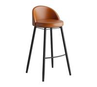TBSZCM Taburetes de Bar de 65 cm de Altura, 1 Pieza, Silla de Bar para Isla de Cocina, taburetes de mostrador con Respaldo bajo, Asiento de Cuero de PU, Patas de Metal Negro, marrón Run Forward