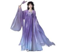 TBTROQXCT Vestido Hanfu extragrande 10XL for mujer, disfraz de Hanfu vintage de la dinastía Tang china, color rosa y morado degradado.(Purple set,L)