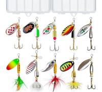 Tbuymax - Juego de 10 cebos giratorios de Metal Duro con 2 Cajas de Aparejos