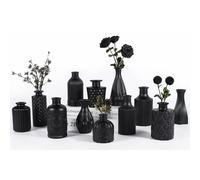 TBWIND 12pcs Halloween Glass Bud Vases Set Small Vases for Flowers Black Bud Vase for Centerpieces in Bulk Mini Vintage Vase