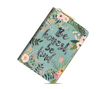 TBXOSTN Cartera pequeña para tarjetas de crédito para mujer, con bloqueo RFID, delgada, de piel, con cremallera, cartera de acordeón, Cita floral Be Honest, Be Kind, Modas