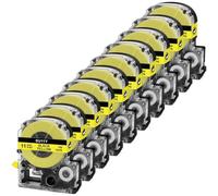 TBXwsofl 10 Tubos termorretráctiles de 11mm compatibles con Impresora SU11Y LK-6YBA11 Negro sobre Amarillo L-300 LW-400 LW-500