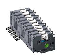 TBXwsofl 10 Uds. 12mm 231 221 211 131 631 335 Suministros de Impresora de Cinta de Etiquetas(10PK White on Black)