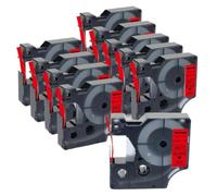 TBXwsofl 10 Uds 12mm D1 45013 40913 43613 45010 45108 45023 45024 Cinta de Etiquetas Compatible con LabelManager 160 280 210D Suministros de Impresora(10PK Black on Red)
