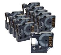 TBXwsofl 10 Uds 12mm D1 45013 40913 43613 45010 45108 45023 45024 Cinta de Etiquetas Compatible con LabelManager 160 280 210D Suministros de Impresora(10PK Gold on Black)