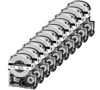 TBXwsofl 10 Uds. Cinta Negra sobre Blanca de 9mm Compatible con Suministros de Impresora LabelWorks LW-300 LW-400 SS9KW LK-3WBN