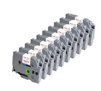 TBXwsofl 10 Uds. Etiquetas de Cinta de Tela roja sobre Blanca de 12mm TZFA3R compatibles con Impresora de Etiquetas PT Suministros de Impresora TZ-Cintas de Tela(Red on White)