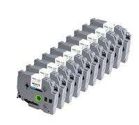 TBXwsofl 10 Uds. Etiquetas de Cinta de Tela roja sobre Blanca de 12mm TZFA3R compatibles con Impresora de Etiquetas PT Suministros de Impresora TZ-Cintas de Tela(Black on White)