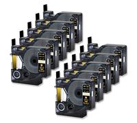 TBXwsofl 10PK en Cinta de Etiquetas Negra Compatible con impresoras LabelManager 100 120P para Cinta número D1 45024 Cinta de Etiquetas estándar de 12mm