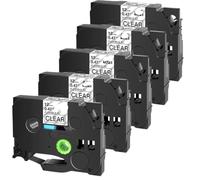 TBXwsofl 12 mm 5pk Negro en ID Flexible Transparente laminat tze-fx131 Cinta de Etiqueta Compatible Negro en el Casete de Cartucho Transparente Funciona con impresoras de Etiqueta