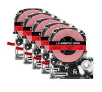 TBXwsofl 2 5PK SS12KW 12mm Cinta de Etiquetas de Repuesto SS12KW 4WBN SC12YW Compatible con Suministros de Impresora LW 300 400 600P Fabricante de Etiquetas(5PK Black on Red)