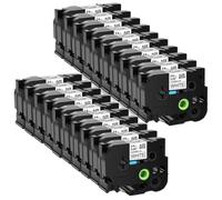 TBXwsofl 20PK Cinta de Etiquetas laminada Flexible de 24 mm Negro sobre Blanco Compatible con Modelos de impresoras de Etiquetas PT-D600 para número de Pieza TZe-FX251