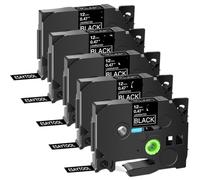 TBXwsofl 5 Paquete Blanco en Negro Aze 335 Cinta de Etiqueta Compatible Laminada 12 mm x 8m para TZE 335 Funciona con PTD410 PTD610 PTE300 Impresora