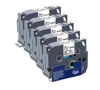 TBXwsofl 5 uds 18mm Negro sobre Blanco Cinta de Etiquetas SE4 Cinta de Casete Suministros de Impresora