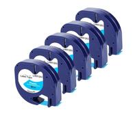 TBXwsofl 5PK 12mm LT Tape 91201 12267 Compatible con Suministros de Impresora 91202 91200 Funciona con LT-100H LT100T Label Maker(5PK Black on Blue)