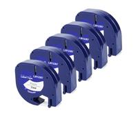 TBXwsofl 5PK 12mm LT Tape 91201 12267 Compatible con Suministros de Impresora 91202 91200 Funciona con LT-100H LT100T Label Maker(5PK Black on Clear)