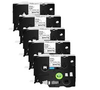 TBXwsofl 5pk 23.6 mm Negro sobre Tubos de retiro de Calor Blanco Casete Compatible con impresoras de Etiqueta PT-1120 similares a HSE-251