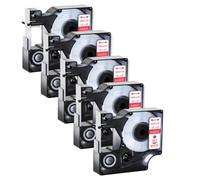 TBXwsofl 5pk Rojo en la Etiqueta Blanca 12 mm x 7m Compatible con Suministros de Impresora para LabelManager D1 45015 Casete de Cartucho 100 120p para el número de Pieza 1G724-97012