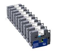 TBXwsofl Cassette de Etiquetas de Cintas de Seguridad, Negro sobre Blanco, 10 Uds., 12mm, Compatible con Suministros de Impresora P300BT