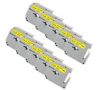 TBXwsofl Cinta de 12 mm M MK231 MK221 MK131 Compatible con PT-70 PT-80 Etiqueta Cinta Adhesiva de Etiqueta para etiquetado para etiquetar(10PK Black on Yellow)