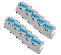 TBXwsofl Cinta de 12 mm M MK231 MK221 MK131 Compatible con PT-70 PT-80 Etiqueta Cinta Adhesiva de Etiqueta para etiquetado para etiquetar(10PK Black on Blue)