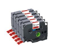TBXwsofl Cinta de Etiqueta Blanca 231 de 12 mm Compatible con Impresora PTH110 H105 Tze231 131 631 335(Black on Red-5PK)