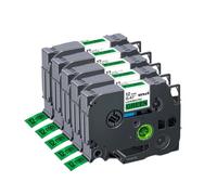 TBXwsofl Cinta de Etiqueta Blanca 231 de 12 mm Compatible con Impresora PTH110 H105 Tze231 131 631 335(Black on Green-5PK)