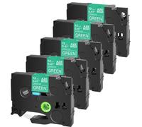 TBXwsofl Cinta de Etiqueta laminada de 5PK Compatible con TZE-735 White de 12 mm en el Casete de Cartucho Verde para Impresora de Etiqueta PT-1000 PT-H101C